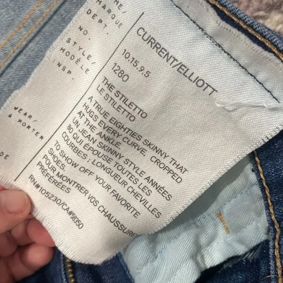 Current/Elliot Women's The Stiletto Ankle Dark Wash Distressed Denim Jeans Sz 28 - Picture 6 of 7